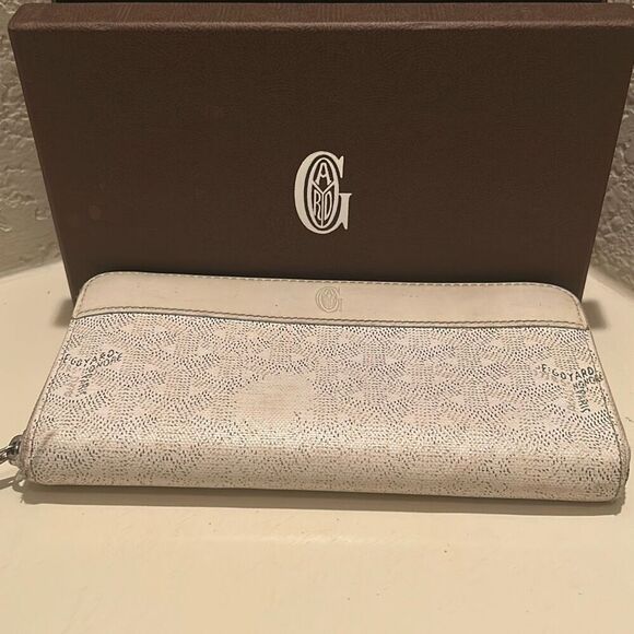Goyard Matignon Zip Around Long Wallet White Leather Pattern Luxury Artsy Summer - Picture 16 of 16